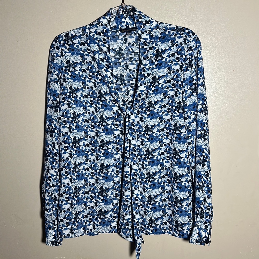 Brooks Brothers Blue Floral‎ Button Up Career Top | 8